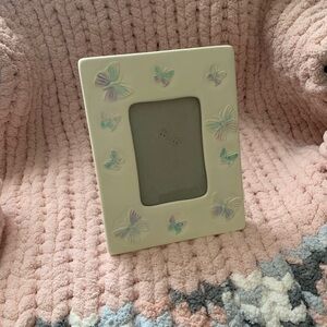 Butterfly Ceramic Photo Frame in Pale Cream and Pastel Accents